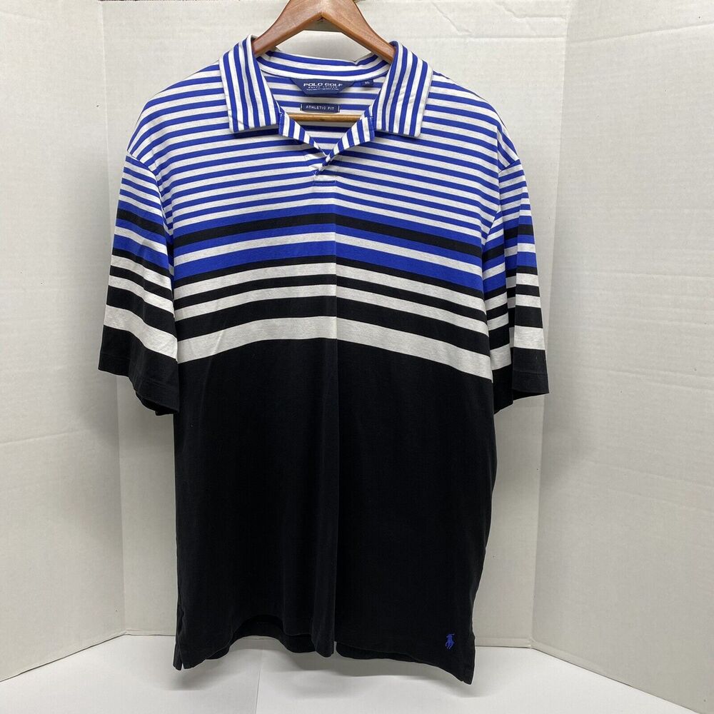 Polo Golf Ralph Lauren Mens XL Pima Cotton Athletic Blue Striped Polo Shirt